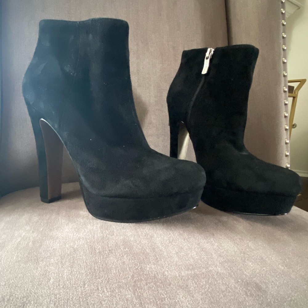 BCBG Black suede booties.